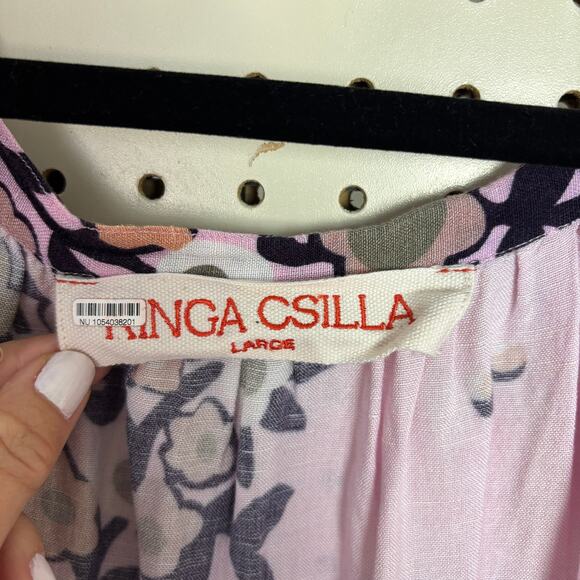 Kinga Csilla Lennon Liberty Babydoll Mini Dress Pink L — Boho Romantic - Picture 5 of 7